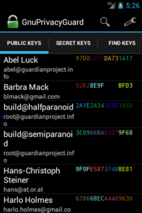 now you can see the imported keys in Gnu Privacy Guard